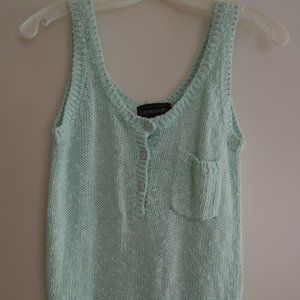 Ladies Henley Top Size M Mint Green S/L Knit Cotton Top by L SIMSBURY NWOT